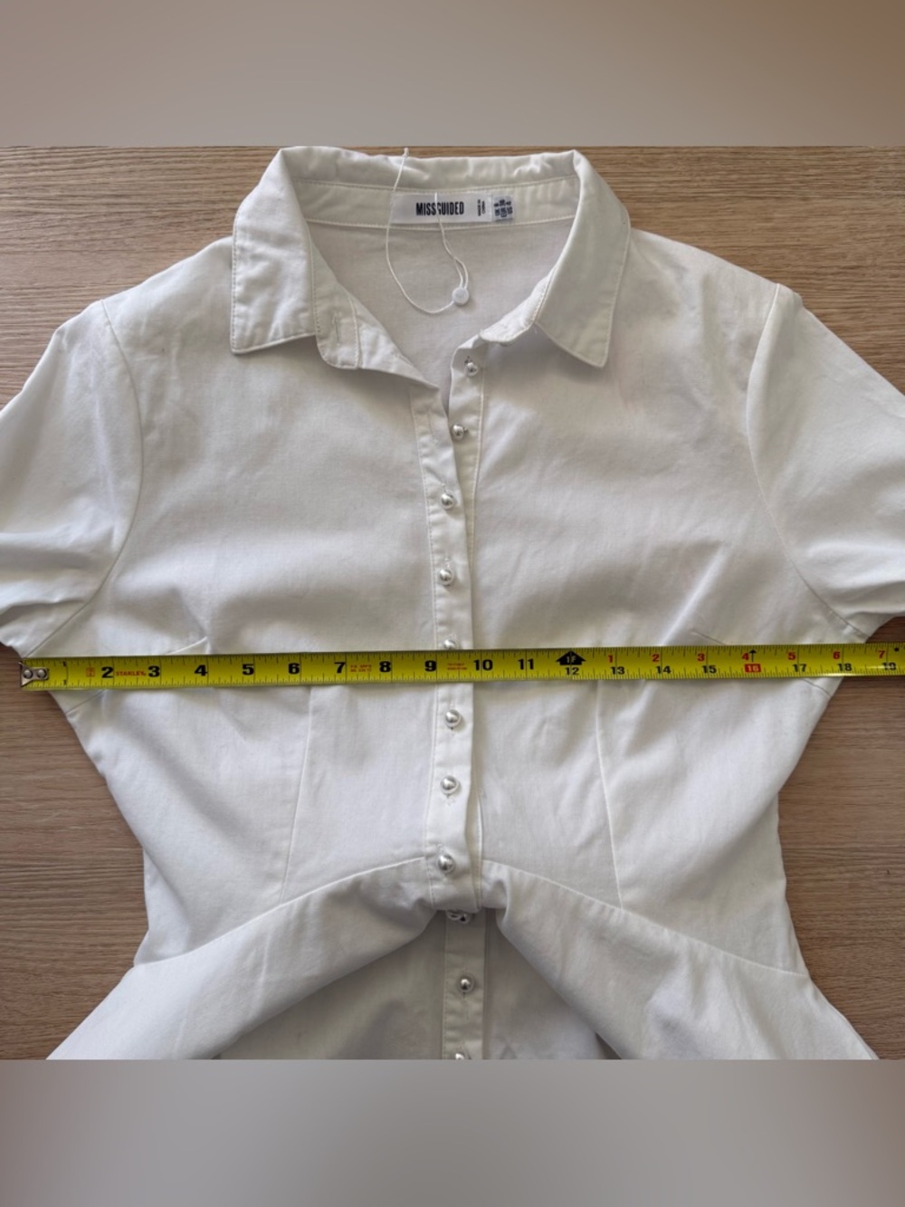 NWOT Missguided White Button-Front Long Sleeve Skater Shirt Dress - Picture 6 of 13